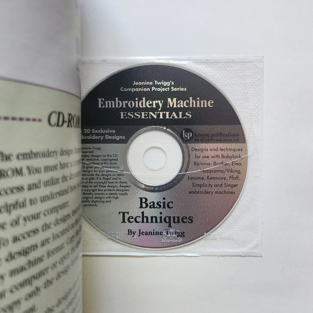 Jeanine Twigg CD  Embroidery Machine Essentials Basic Techniques